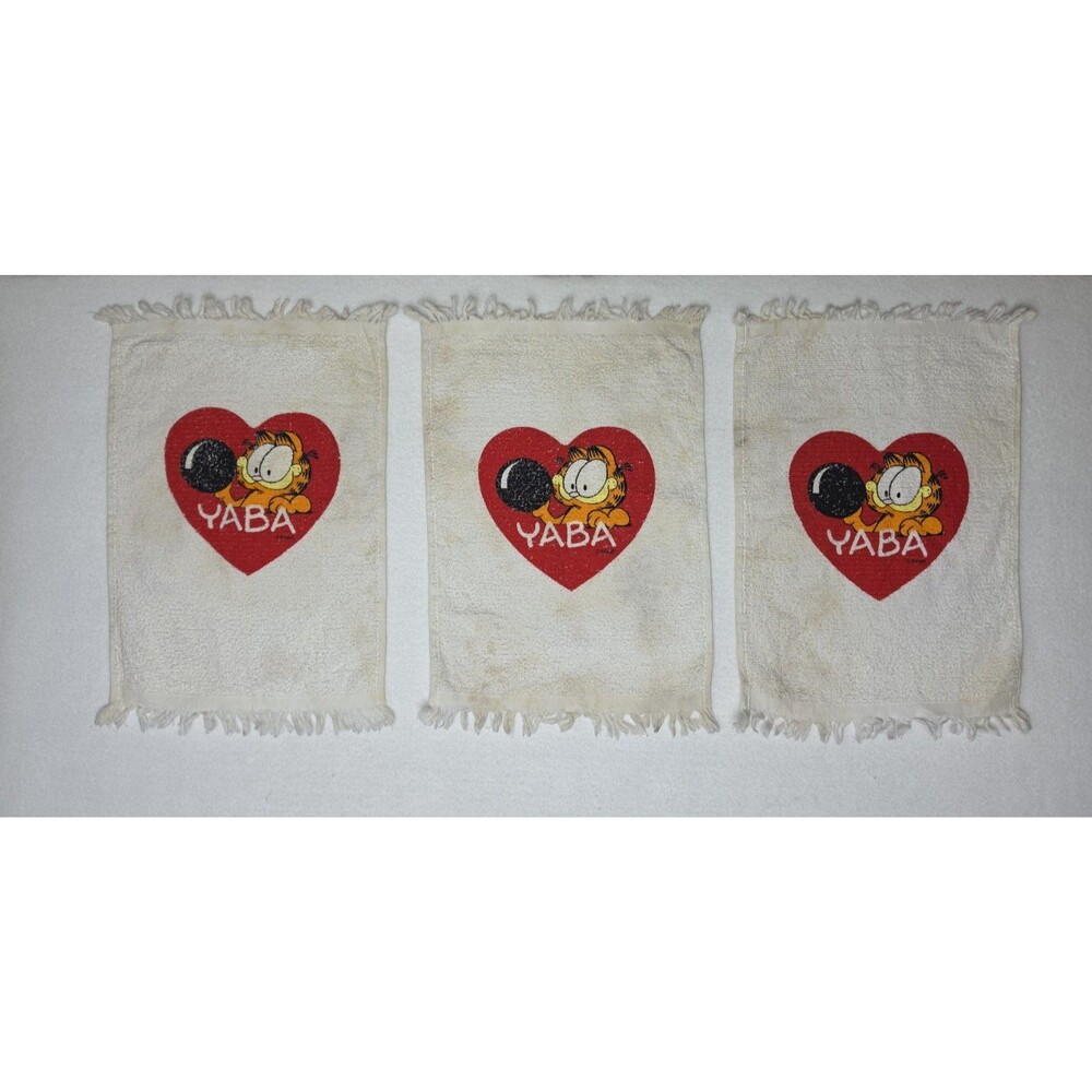 Vintage 90s Garfield Bowling Towel Shammy YABA Heart Set Of 3